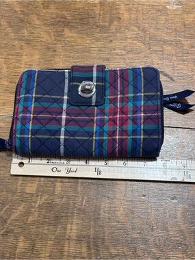 Vera Bradley RFID Turnlock Wallet featuring a quilted Tartan Plaid‎ pattern